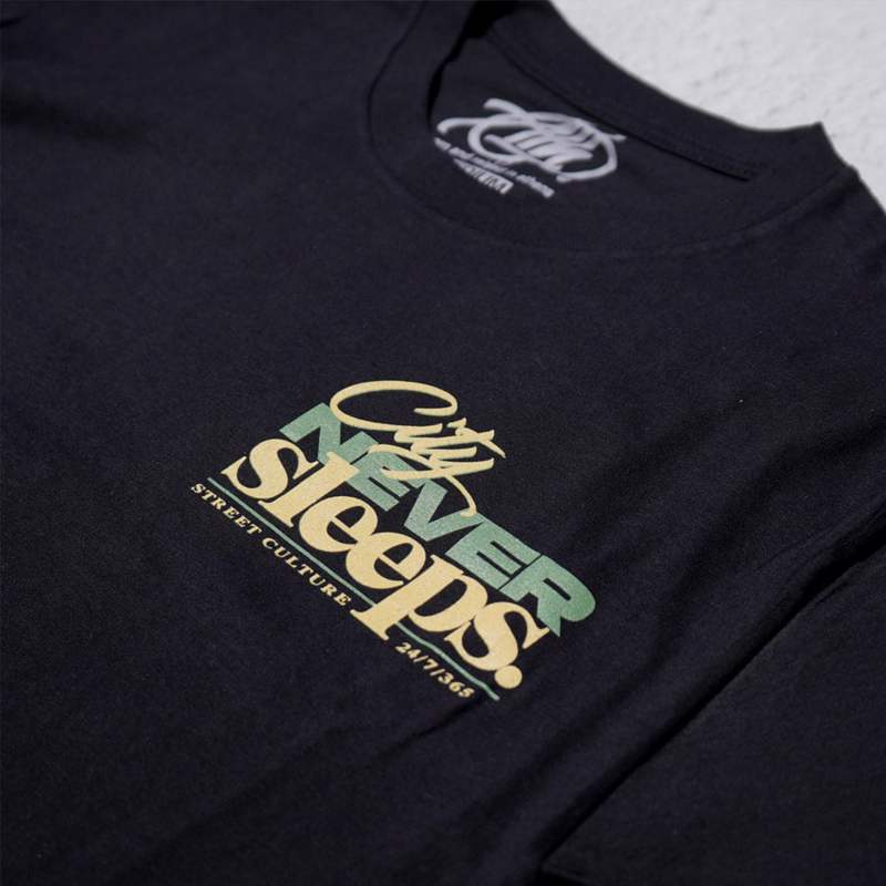 Athens Hardcore city sleeps tshirt - black